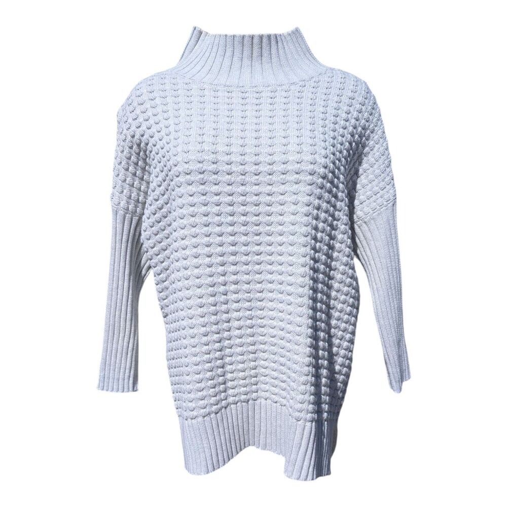 FRENCH CONNECTION Mozart Popcorn High Neck Ribbed Sweater Top Winter White Sz S